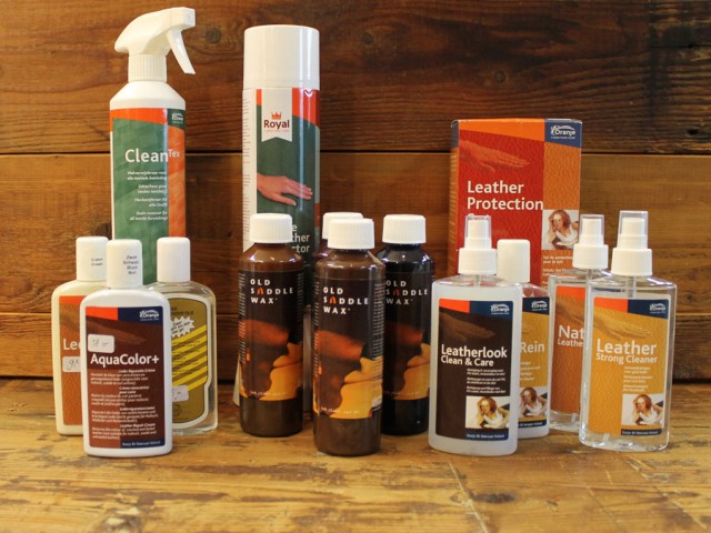 stoffeermaterialen_15.jpg Oranje onderhoudsmiddelen voor leder en stof.