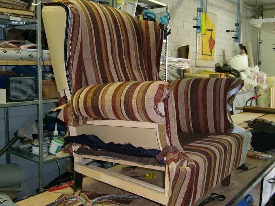 een oor fauteuil  op patroon stofferen